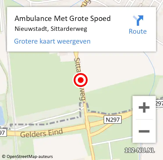 Locatie op kaart van de 112 melding: Ambulance Met Grote Spoed Naar Nieuwstadt, Sittarderweg op 3 januari 2020 20:11