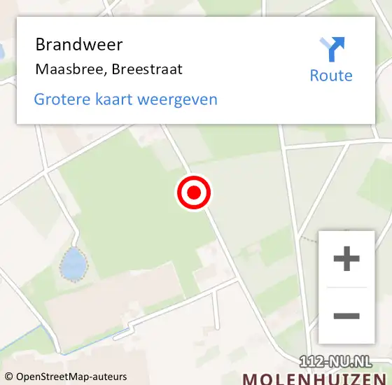 Locatie op kaart van de 112 melding: Brandweer Maasbree, Breestraat op 3 januari 2020 21:06