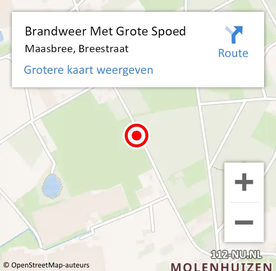 Locatie op kaart van de 112 melding: Brandweer Met Grote Spoed Naar Maasbree, Breestraat op 3 januari 2020 21:09