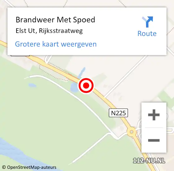 Locatie op kaart van de 112 melding: Brandweer Met Spoed Naar Elst Ut, Rijksstraatweg op 3 januari 2020 23:58