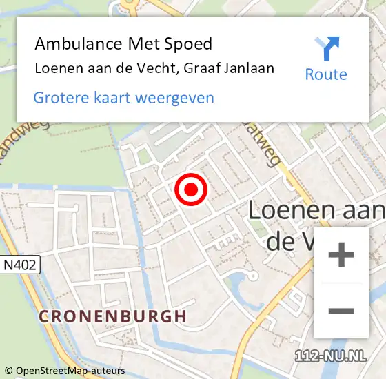 Locatie op kaart van de 112 melding: Ambulance Met Spoed Naar Loenen aan de Vecht, Graaf Janlaan op 24 april 2014 16:56