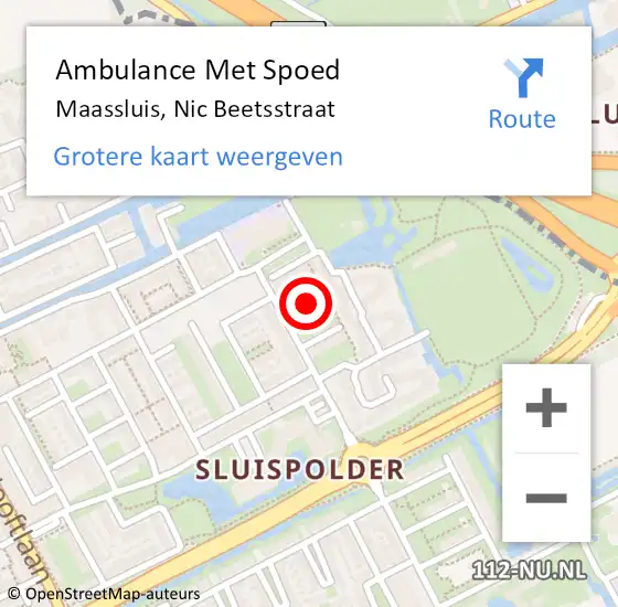Locatie op kaart van de 112 melding: Ambulance Met Spoed Naar Maassluis, Nic Beetsstraat op 4 januari 2020 03:48