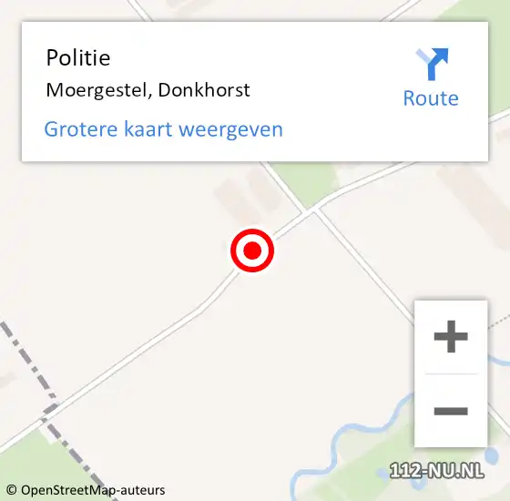 Locatie op kaart van de 112 melding: Politie Moergestel, Donkhorst op 24 april 2014 16:58