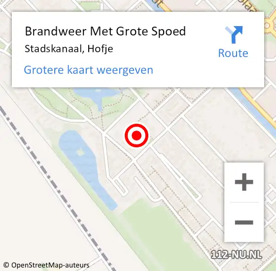 Locatie op kaart van de 112 melding: Brandweer Met Grote Spoed Naar Stadskanaal, Hofje op 4 januari 2020 04:29