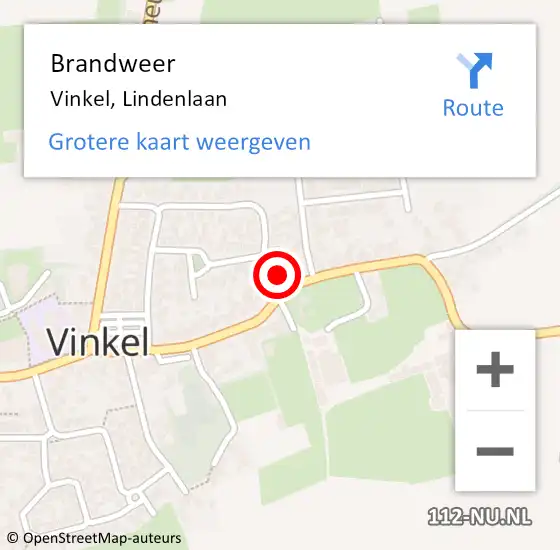 Locatie op kaart van de 112 melding: Brandweer Vinkel, Lindenlaan op 24 april 2014 17:05