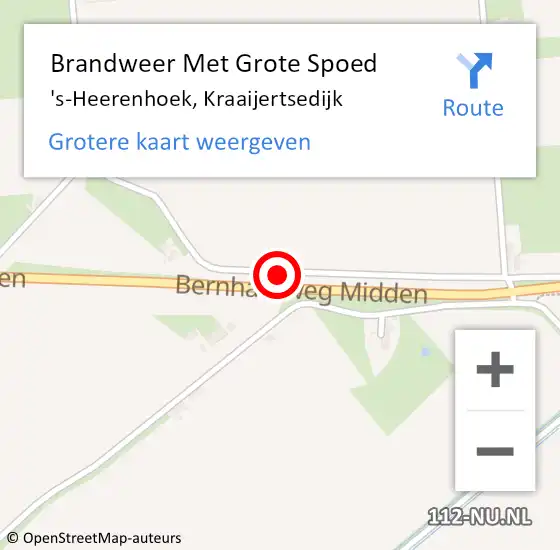 Locatie op kaart van de 112 melding: Brandweer Met Grote Spoed Naar 's-Heerenhoek, Kraaijertsedijk op 4 januari 2020 07:43