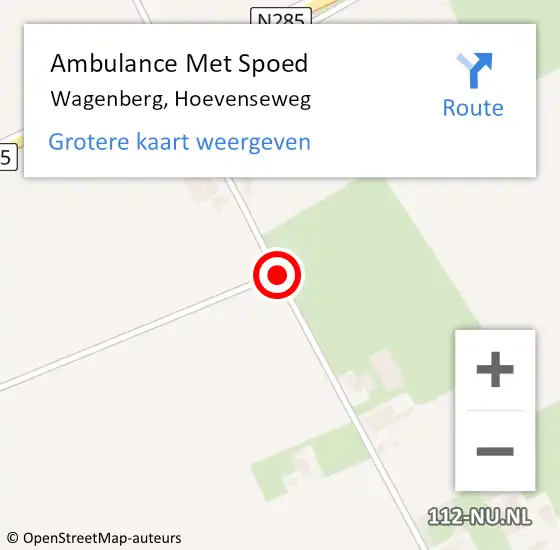 Locatie op kaart van de 112 melding: Ambulance Met Spoed Naar Wagenberg, Hoevenseweg op 4 januari 2020 08:25