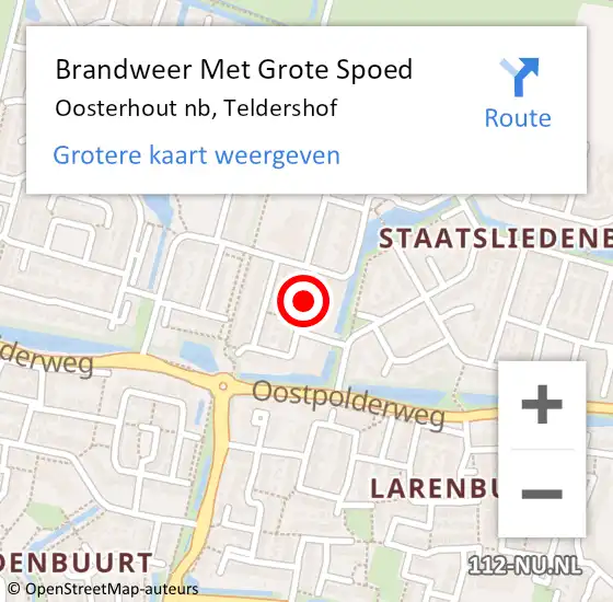 Locatie op kaart van de 112 melding: Brandweer Met Grote Spoed Naar Oosterhout nb, Teldershof op 4 januari 2020 08:32