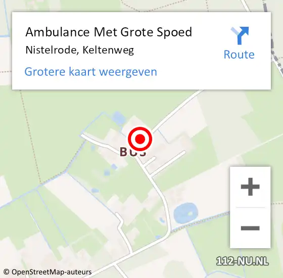 Locatie op kaart van de 112 melding: Ambulance Met Grote Spoed Naar Nistelrode, Keltenweg op 24 april 2014 17:13