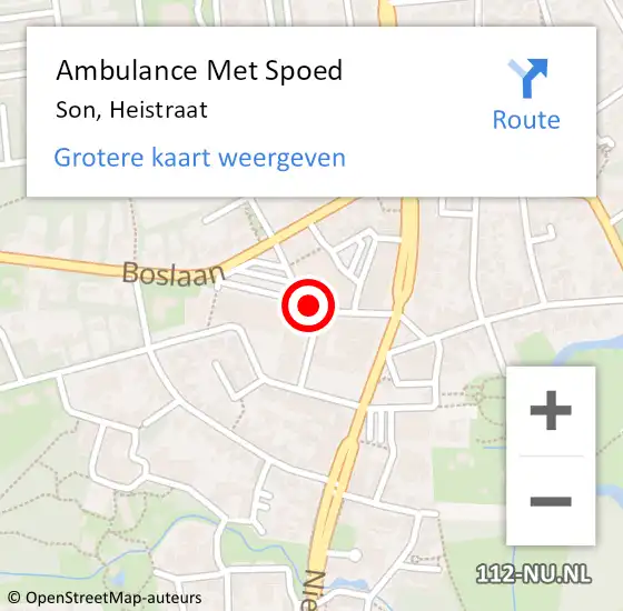 Locatie op kaart van de 112 melding: Ambulance Met Spoed Naar Son, Heistraat op 4 januari 2020 12:05