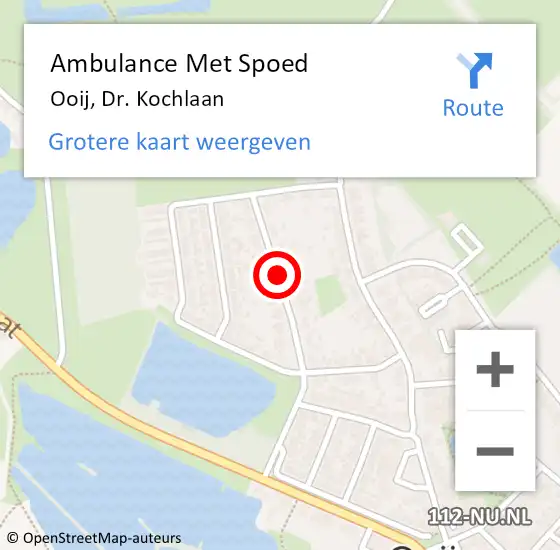 Locatie op kaart van de 112 melding: Ambulance Met Spoed Naar Ooij, Dr. Kochlaan op 4 januari 2020 12:10