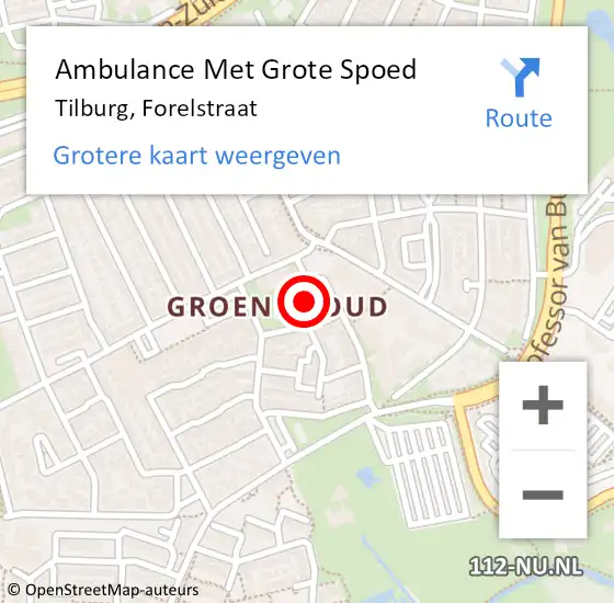 Locatie op kaart van de 112 melding: Ambulance Met Grote Spoed Naar Tilburg, Forelstraat op 4 januari 2020 12:43