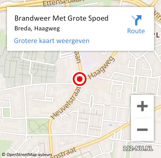 Locatie op kaart van de 112 melding: Brandweer Met Grote Spoed Naar Breda, Haagweg op 4 januari 2020 13:23