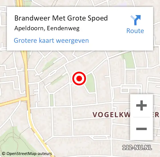 Locatie op kaart van de 112 melding: Brandweer Met Grote Spoed Naar Apeldoorn, Eendenweg op 4 januari 2020 14:36