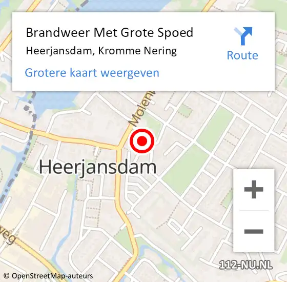 Locatie op kaart van de 112 melding: Brandweer Met Grote Spoed Naar Heerjansdam, Kromme Nering op 4 januari 2020 15:15