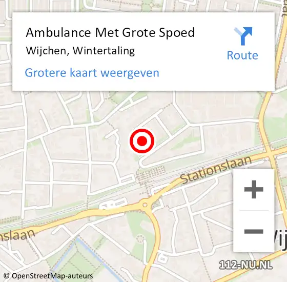 Locatie op kaart van de 112 melding: Ambulance Met Grote Spoed Naar Wijchen, Wintertaling op 4 januari 2020 15:29