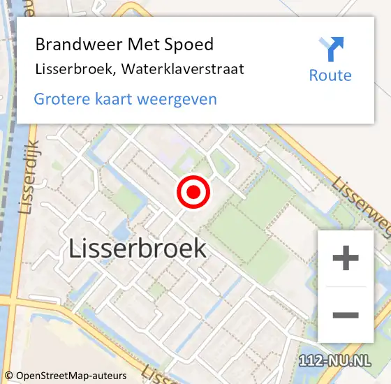 Locatie op kaart van de 112 melding: Brandweer Met Spoed Naar Lisserbroek, Waterklaverstraat op 4 januari 2020 16:08