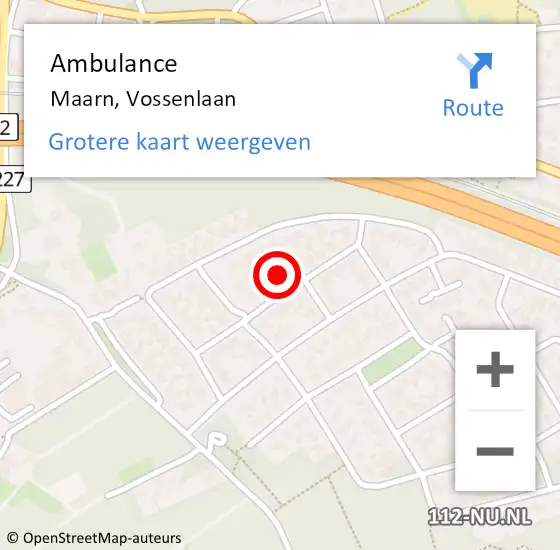 Locatie op kaart van de 112 melding: Ambulance Maarn, Vossenlaan op 24 april 2014 17:46