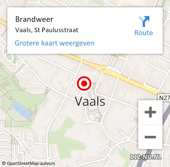 Locatie op kaart van de 112 melding: Brandweer Vaals, St Paulusstraat op 24 april 2014 17:53