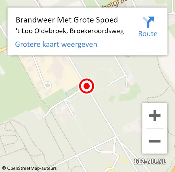 Locatie op kaart van de 112 melding: Brandweer Met Grote Spoed Naar 't Loo Oldebroek, Broekeroordsweg op 4 januari 2020 17:41