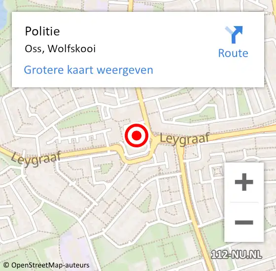 Locatie op kaart van de 112 melding: Politie Oss, Wolfskooi op 4 januari 2020 18:06