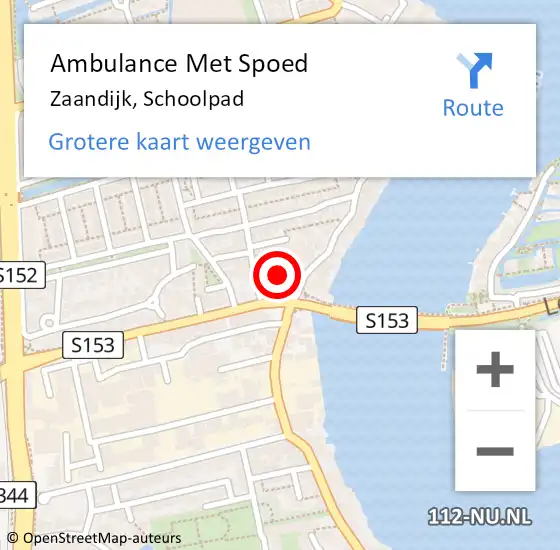 Locatie op kaart van de 112 melding: Ambulance Met Spoed Naar Zaandijk, Schoolpad op 4 januari 2020 19:24