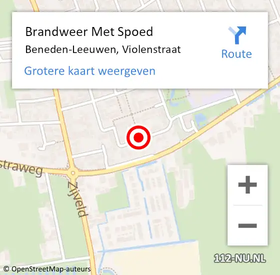 Locatie op kaart van de 112 melding: Brandweer Met Spoed Naar Beneden-Leeuwen, Violenstraat op 4 januari 2020 19:48