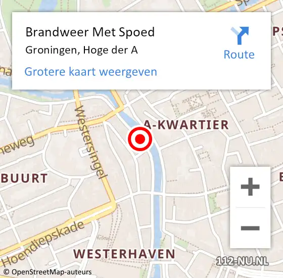 Locatie op kaart van de 112 melding: Brandweer Met Spoed Naar Groningen, Hoge der A op 4 januari 2020 21:04