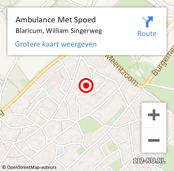 Locatie op kaart van de 112 melding: Ambulance Met Spoed Naar Blaricum, William Singerweg op 4 januari 2020 21:45