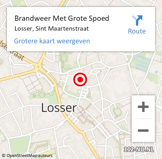 Locatie op kaart van de 112 melding: Brandweer Met Grote Spoed Naar Losser, Sint Maartenstraat op 24 april 2014 18:18