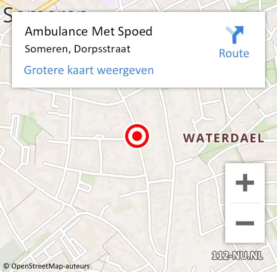 Locatie op kaart van de 112 melding: Ambulance Met Spoed Naar Someren, Dorpsstraat op 4 januari 2020 22:40