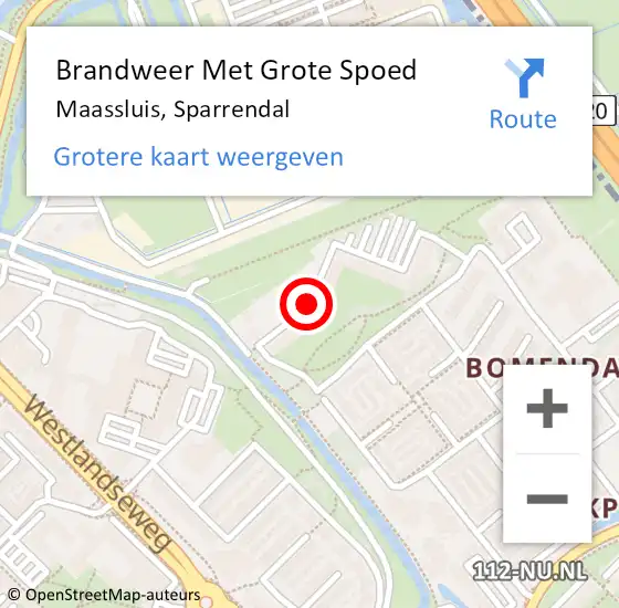 Locatie op kaart van de 112 melding: Brandweer Met Grote Spoed Naar Maassluis, Sparrendal op 5 januari 2020 02:15