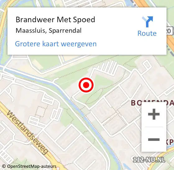 Locatie op kaart van de 112 melding: Brandweer Met Spoed Naar Maassluis, Sparrendal op 5 januari 2020 03:01