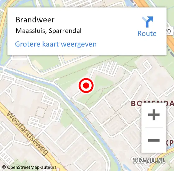 Locatie op kaart van de 112 melding: Brandweer Maassluis, Sparrendal op 5 januari 2020 03:10
