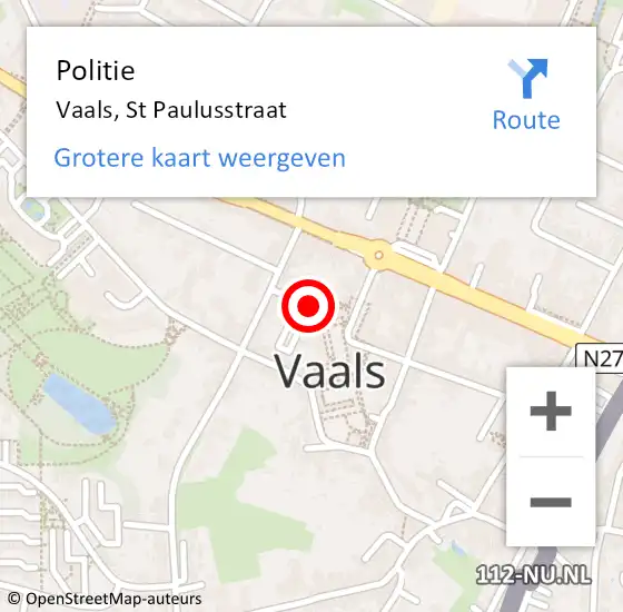 Locatie op kaart van de 112 melding: Politie Vaals, St Paulusstraat op 24 april 2014 18:35