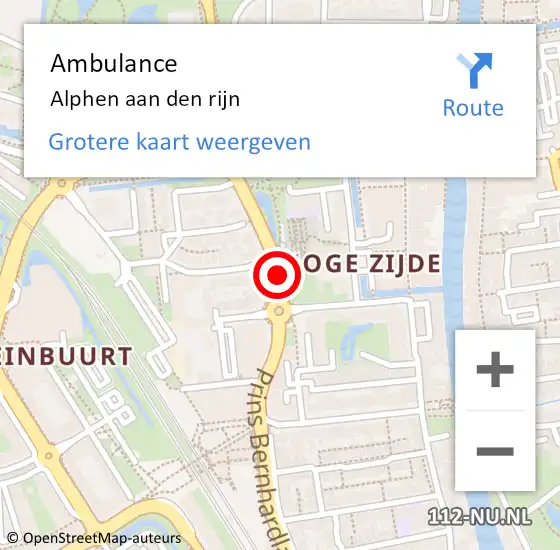 Locatie op kaart van de 112 melding: Ambulance Alphen aan den rijn op 5 januari 2020 07:37