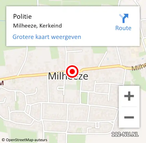 Locatie op kaart van de 112 melding: Politie Milheeze, Kerkeind op 5 januari 2020 08:30