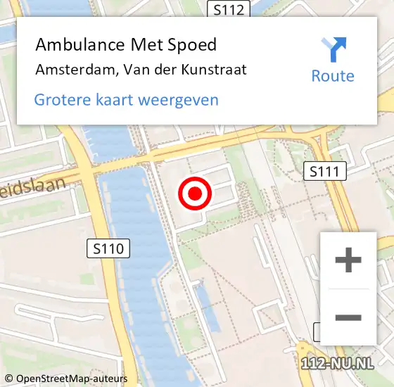 Locatie op kaart van de 112 melding: Ambulance Met Spoed Naar Amsterdam, Van der Kunstraat op 5 januari 2020 10:07