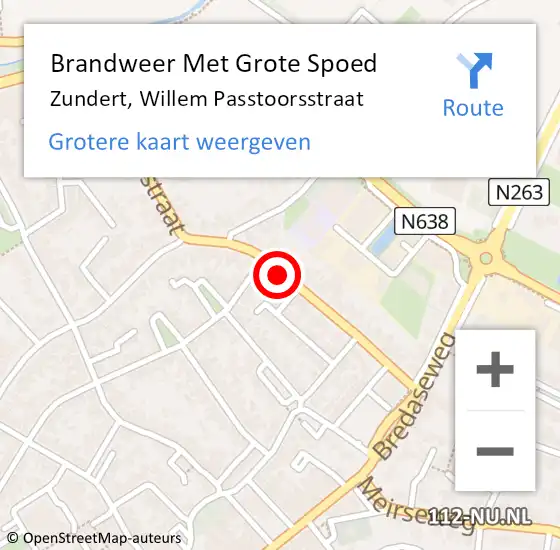 Locatie op kaart van de 112 melding: Brandweer Met Grote Spoed Naar Zundert, Willem Passtoorsstraat op 5 januari 2020 10:59