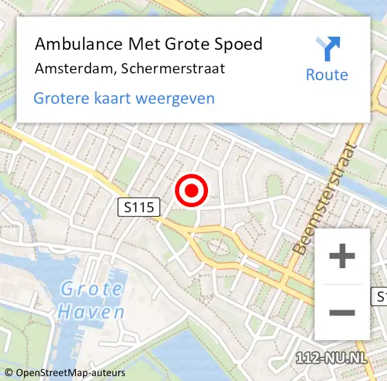Locatie op kaart van de 112 melding: Ambulance Met Grote Spoed Naar Amsterdam, Schermerstraat op 5 januari 2020 11:47