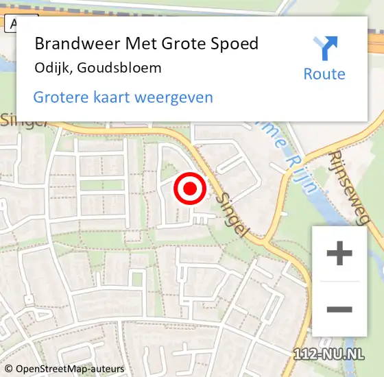 Locatie op kaart van de 112 melding: Brandweer Met Grote Spoed Naar Odijk, Goudsbloem op 5 januari 2020 13:36