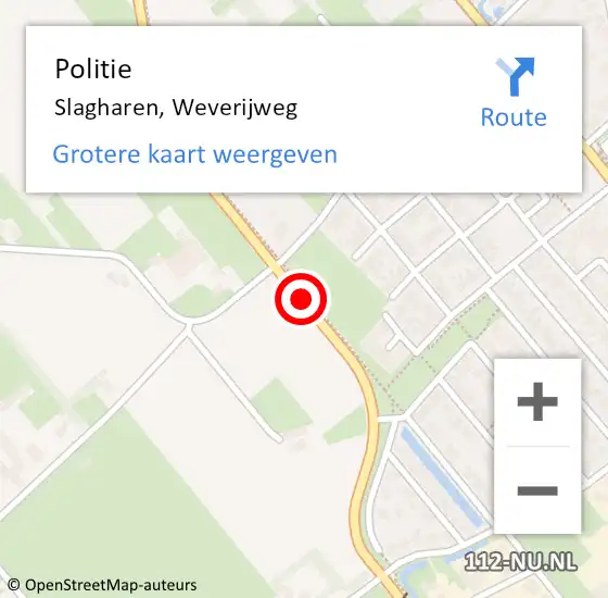 Locatie op kaart van de 112 melding: Politie Slagharen, Weverijweg op 5 januari 2020 13:37
