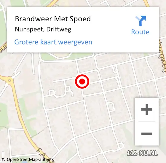 Locatie op kaart van de 112 melding: Brandweer Met Spoed Naar Nunspeet, Driftweg op 24 april 2014 19:17