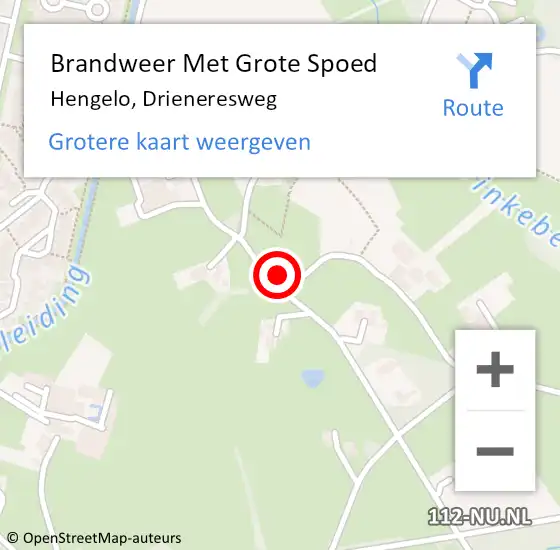 Locatie op kaart van de 112 melding: Brandweer Met Grote Spoed Naar Hengelo, Drieneresweg op 24 april 2014 19:22