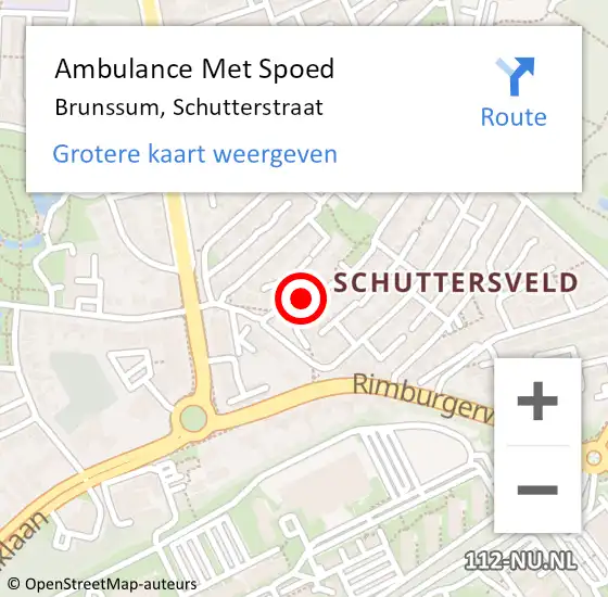 Locatie op kaart van de 112 melding: Ambulance Met Spoed Naar Brunssum, Schutterstraat op 24 april 2014 19:23