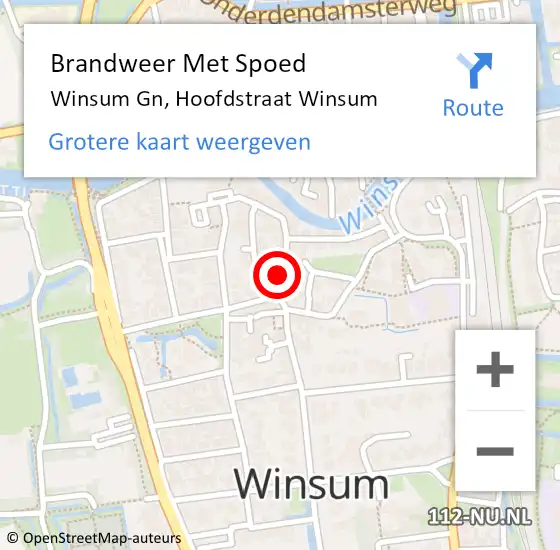 Locatie op kaart van de 112 melding: Brandweer Met Spoed Naar Winsum Gn, Hoofdstraat Winsum op 24 april 2014 19:23