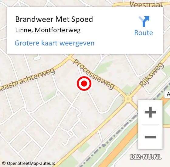 Locatie op kaart van de 112 melding: Brandweer Met Spoed Naar Linne, Montforterweg op 5 januari 2020 16:46