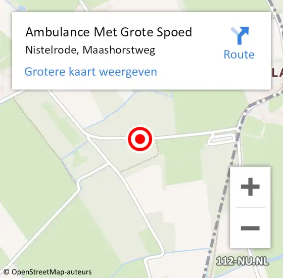 Locatie op kaart van de 112 melding: Ambulance Met Grote Spoed Naar Nistelrode, Maashorstweg op 5 januari 2020 17:14