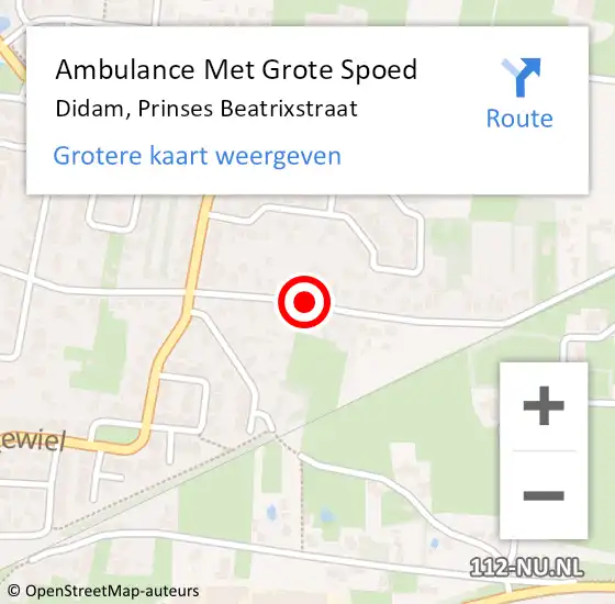 Locatie op kaart van de 112 melding: Ambulance Met Grote Spoed Naar Didam, Prinses Beatrixstraat op 5 januari 2020 17:41