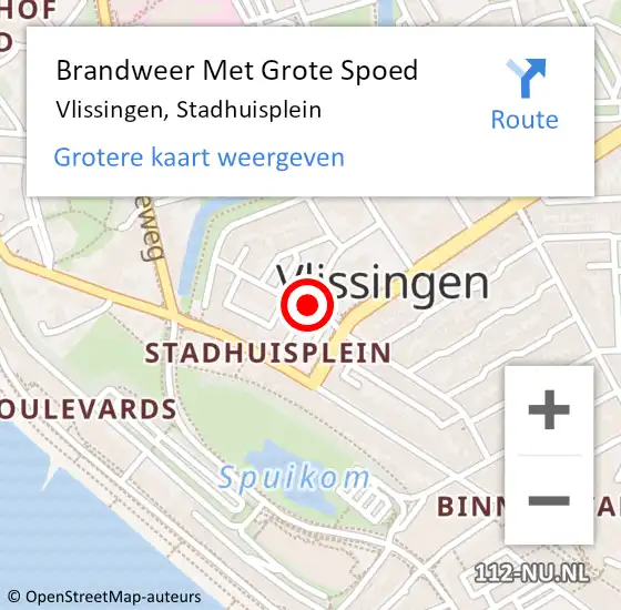 Locatie op kaart van de 112 melding: Brandweer Met Grote Spoed Naar Vlissingen, Stadhuisplein op 5 januari 2020 17:43